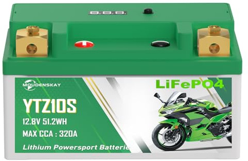 MOUDENSKAY Batterie Moto Lithium 12V 4ah CCA320+ YTZ10S Batterie de démarrage au Lithium 12V Moto avec BMS et affichage, Batterie LiFePO4 pour véhicules de loisirs pour motos, quads, SSV, etc.