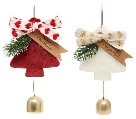 Rainway 2 Pièces Cloche de Sapin de Noël en Peluche, Cloches de Sapin de Noël à Suspendre, Pendentifs à Suspendre pour Porte, Ornement Mural, Décoration de Maison, Décoration de Fête Vacances