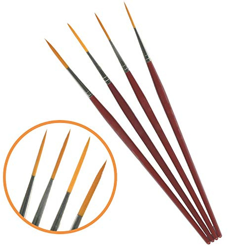 Essential Arts Artists - Set di 4 pennelli per pittura con dettagli fini, dimensioni 0, 1, 2, 3