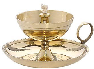 NKlaus 2x Ghee Lampe Öllampe Handarbeit Messing Haus Garten Gold 40430