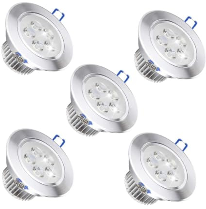 Pocketman Pack of 5, 110V LED Ceiling Light Downlight,Cool White Spotlight Lamp Recessed Lighting Fixture,with LED Driver