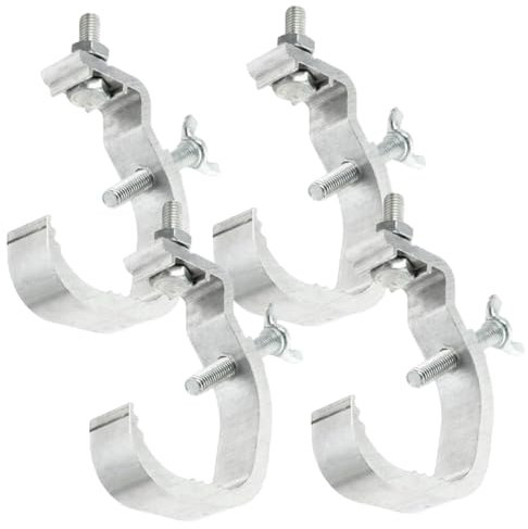 OUNONA 4pcs Silver Metal Truss Clamps Stage Light Hooks for 30-52mm Tubes, Heavy Duty Lamp Clips Compatible Moving Head Lights and Stage Lighting Fixtures