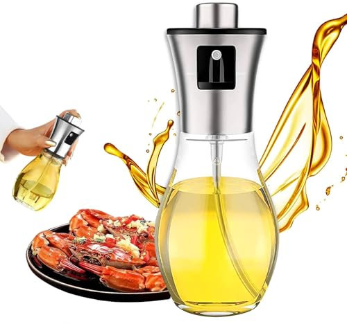 Oil Sprayer Mister 200ml for Cooking, Glass Bottle with Stainless Steel Nozzle, Kitchen Spray Dispenser for Olive Oil Sprayer Bottle,Vinegar Sprayer Dispenser,Dressing Spray Grilling(200ml)