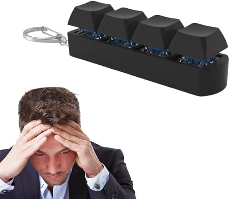 Dinghaole Keyboard Fidget Toy, Keyboard Keychain, Black Fidget Toys for Relieve Stress, All-Black No-Light 4-Button Keychain, Perfect For Office, School, Stress Relief Anytime, Anywhere