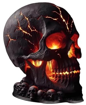 Genérico Lámpara de calavera de piedra volcánica, lámpara de mesa con calavera estética, decoración gótica de Halloween, figura de calaveras espeluznante, luz de noche, decoración de fiestas
