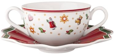 Villeroy & Boch Toy's Delight soppkopp med tefat, 250 ml, julsoppporslin, taggig kant, röd
