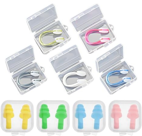 COACOM 6 Pinzas Nasales para Nadar con 4 Tapones para Los Oídos, Repelente Al Agua Y Ajuste Cómodo, Material De Entrenamiento para Deportes Acuáticos, Adecuado para Principiantes De Adultos Y Niños.