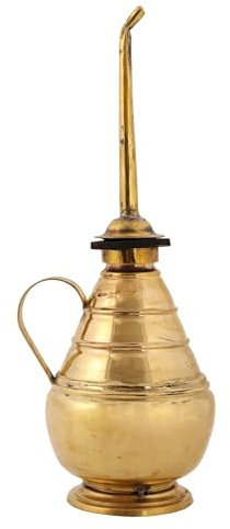 Exotic India Traditional Brass Holy Water Sprinkler Ganga Jal, and Perfume, Gulab pash Rose Water for Puja and Rituals,Home Mandir