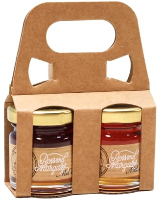 GRAF-GENIUS Estuche Regalo de Cartón para 2 Tarros de Mermelada, Miel o Frutos Secos, Caja Personalizable, Reciclable y Resistente a la Humedad, Kraft, 1 OZ (Pack de 25)