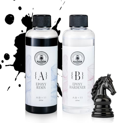 SANAAA Svart epoxiharts 474 ml bubbelfri, högglansig epoxiharts bordsskivor för hantverk, formtillverkning, gör-det-själv, hartskonst, former, smycken