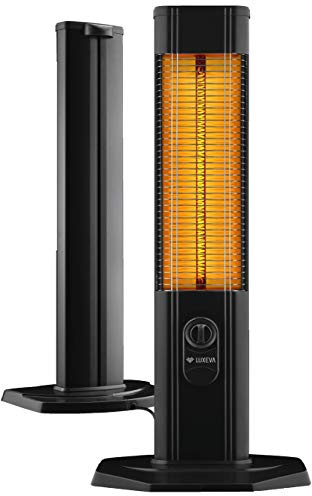 LUXEVA Chauffage infrarouge sur pied, au carbone, 2000 W, pour l'intérieur et l'extérieur, avec couvercle et thermostat, chauffage sur pied, moderne