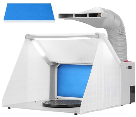 VIVOHOME Cabina de Pintura para Aerógrafo con 3 Luces LED Mesa de Giro y Manguera de Filtro para Modelo Manualidades Piezas de Juguete