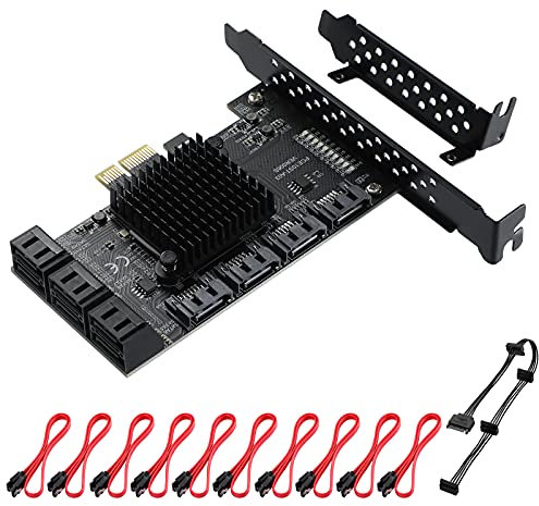 MZHOU PCIe SATA 10 Port Erweiterungskarte, PCI-E zu SATA3.0 6Gbps Controllerkarte Boot als Systemplatte,Hard Disk Drive Adaptercard für Windows,Linux,NAS