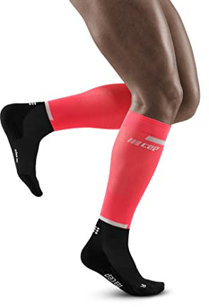 CEP - THE RUN COMPRESSION SOCKS TALL für Herren | Lange Laufsocken in pink/schwarzmit Kompression | Regenerierende Kompressionsstrümpfe für Männer | Gr. IV | L