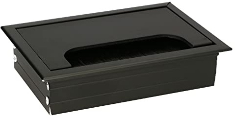 KOTARBAU® Pasacables de aluminio 120 x 80 mm, Pasacables para muebles, Negro, Pasacables rectangular de aluminio, Pasacables para mesa, escritorio, Organizador de cables, Boquilla para cables con tapa