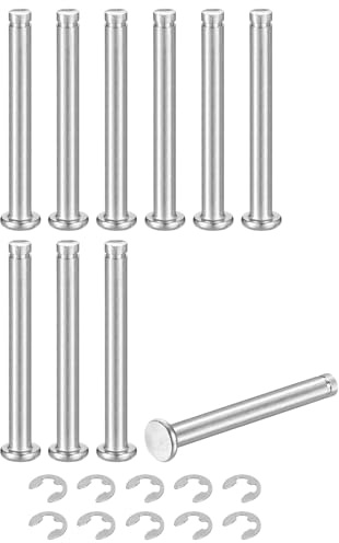 QUARKZMAN 10Set M5x45mm Perno Posizionamento Cilindrico Elastico Albero Acciaio Inossidabile 304, Perno Posizione Cilindro Cerniera Scanalato Testa Piatta con Ring Fissaggio Clip E, Argento