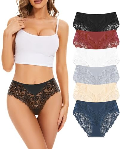 Lot de Culottes en Coton et Dentelle pour Femme – Taille Mi-Haute, Couverture Totale – Lingerie Douce et Confortable au Quotidien (6625, XXL)