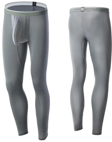 Huakunda Mutande lunghe da uomo, leggings da corsa, traspiranti, funzionali, con doppio sacchetto, elefante, biancheria intima, grigio., M