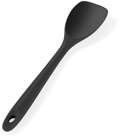 U-Taste Silicone Cooking Spatula: 315℃ Heat Resistant Flexible Seamless Spoon Spatula Non-Stick Kitchen Scraper with Wide Scoop Shape for Flipping Stirring Mixing Scraping Folding Serving (Black)