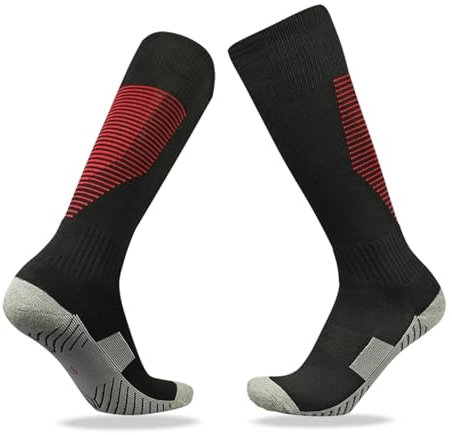 LXRHLIKG Fechtsocken, Dicke Fechtstrümpfe mit Frotteeunterseite, Schweißableitende Sportsocken für Degen, Säbel und Florett, Fecht-trainingsausrüstung, Hohe, Lange Unisex-Sportsocken(Black,L)