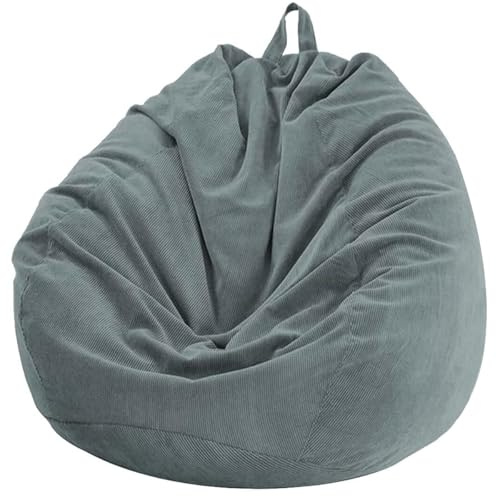 Highdi Poltrona Sacco Adolescenti 100 x 120 cm (Senza Ripieno), Velluto a Coste Pouf Sacco, Grigio Bean Bag Chair per Soggiorno/Camera/Gaming, perfetta per Adulti e Adolescenti