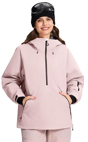 Pioneer Camp Veste de snowboard pour femme - Imperméable - Coupe-vent - Respirante - Chaude - Avec capuche et jupe pare-neige amovible - Veste de ski fonctionnelle baggy pour le ski et le snowboard