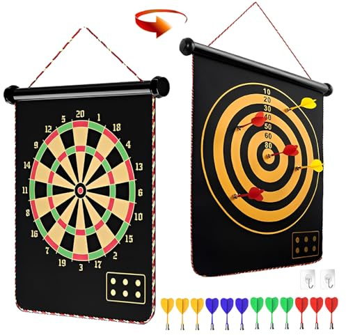 Cylora Set Bersaglio Freccette Magnetiche Piegabile, Bersaglio Doppio Lato, Giochi da Interno ed Esterno per Bambini con 12 Freccette, Regalo Giocattolo ragazzi adolescenti, Regali di Natale