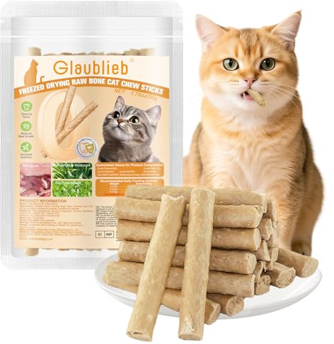 50g Freezed Dried Cat Chew Sticks Chicken Flavor, Cat Dental Treats for Freshens Breath and Controls Tartar, Feline Teething Sticks
