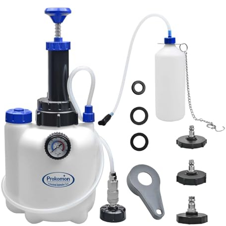 Prokomon 3L Manual Brake Bleeder Fluid Pump with 4 Master Cylinder Adapters and 1L Brake Bleeder Bottle Suitable for Most Vehicles One-Person Operation (7pieces)