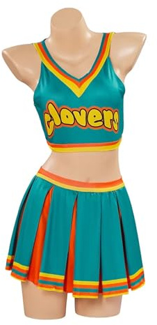 EURDFHY Uniforme de animadora Disfraz sexy de animadora verde con tréboles for mujer, disfraz fútbol espacial for adultos(XS)