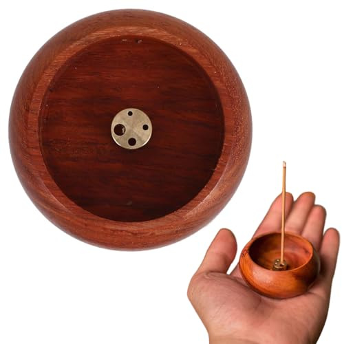 BAHME Soporte para Incienso de Madera (Bakamuholz, Liso), 8x8x3cm – Taza para Incienso Estilo Zen