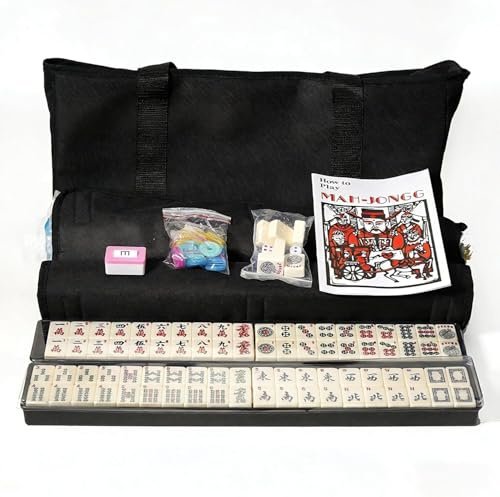 Gresonic 166 Piece American Mahjong Game Set, Green Mahjong Tiles with Official Artwork, Portable Complete Game Kit with Carry Bag, Ideal for Adults Family Leisure and Game Room