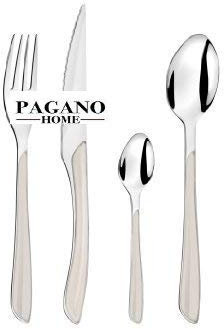 SERVIZIO POSATE MODELLO GENNY BIANCO 48 PEZZI PER 12 POSTI TAVOLA/PERSONE IN ACCIAIO INOX LAVABILE IN LAVASTOVIGLIE CUCCHIAIO COLTELLO FORCHETTA CUCCHIAINO