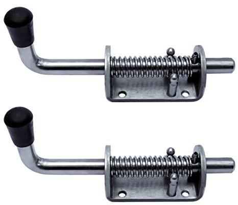 TCH Hardware 2 Pack Stainless Steel Heavy Duty Barrel Bolt Lock - Spring Loaded Latch Locking 6.5 Inch x 0.5 Rod with Grip - Gate Shed Door Tailgate Trailer Garage