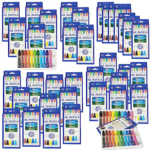 Color Swell Bulk Oil Pastels - 36 Packs with 12 Colors Each - Perfect for Kids, Classrooms, Parties, Students, Donations, Party Favors - Bulk Oil Pastels