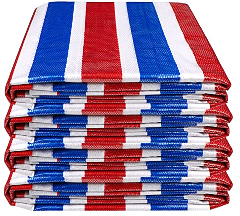 YIHANGG Stripe Tarpaulin Heavy Duty Tarp Ground Sheet Waterproof Cover for Camping Fishing Gardening Pets,4×5m(13×16.4ft)