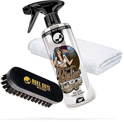detailmate - Kit de nettoyage et d'entretien du cuir, des capitonnages et des textiles - Nuke Guys nettoyant pour capitonnages 0,5 l, brosse Nuke Guys S et chiffon en microfibre