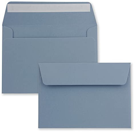 25x Briefumschläge Grau-Blau DIN C6 Format 11,4 x 16,2 cm - Haftklebung - Kuverts ohne Fenster - Weihnachten, Grußkarten & Einladungen - Für A6 & A4 Papier