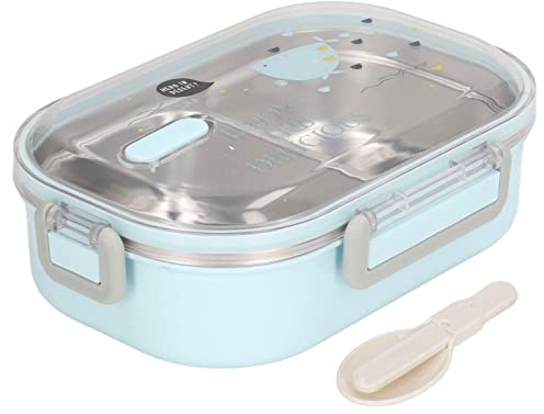 Qcwwy Boîte à Lunch à Isolation, Boîtes à Lunch écologiques pour Adultes avec Compartiment Tiffin(Poisson bleu transparent)