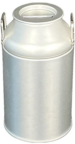Spardose - Milchkanne blank klein - Runde Plug-Lid Dose mit Sparschlitz aus elektrolytischem Weißblech - Ø 6,5 x 11,0cm