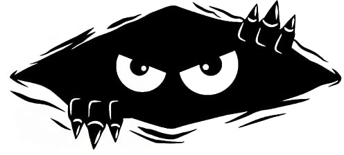 (2 Stickers) Lumiere Tech Car Decals - Funny Monster Car Sticker for Cars, Trucks, Jeep, Laptops, Car Dents & Sports Vehilces - (Large 11*4.5) Black Monster Decals