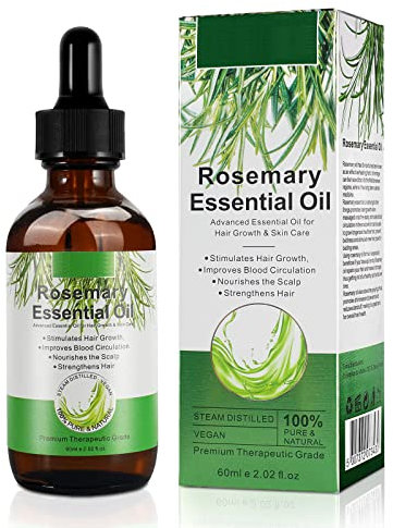 Olio di rosmarino per la crescita dei capelli e la cura della pelle 60ml, 100% puro e naturale, nutre il cuoio capelluto per uomini e donne