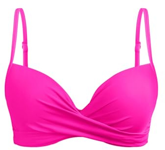Aqua Eve Top Bikini da Donna con Ferretto, Push-up, Reggiseno da Bagno, Top Imbottito, Rosa Caldo, M