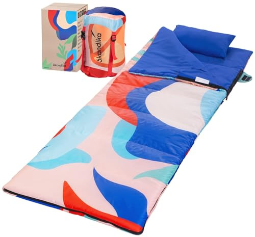 Skandika Sac de Couchage Sovro | Sac de Couchage rectangulaire pour Adultes, 3 Saisons, utilisable comme Sac de Couchage Double, Sacs de Couchage de Camping avec Oreiller