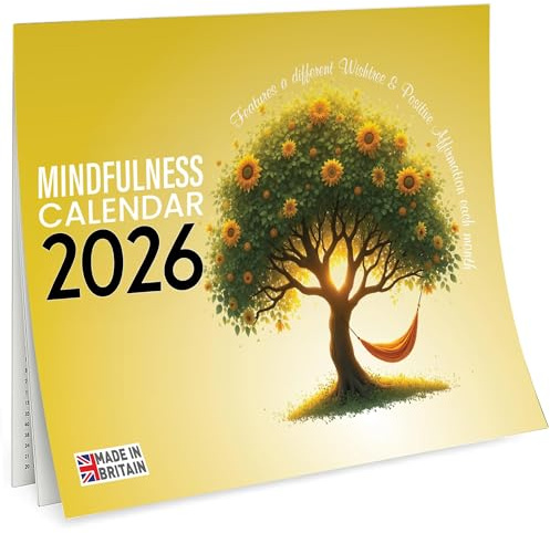 Inspirational 2026 Calendar UK – Positive Affirmation & Mindfulness Wall Calendar – A4 Opens to A3 Month-to-View Organiser with Motivational Quotes – Uplifting Gift for Women & Men