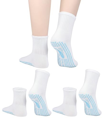 TENQUAN Women & Men Yoga Socks, Non Slip Pilates Socks, 2 Pairs White