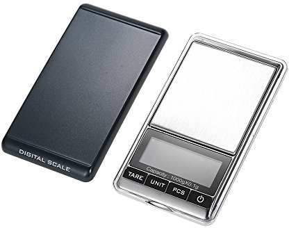 Tomvorks 1000g, Digital Våg Mini Våg Fickvåg med Bakgrundsbelysning, Rostfritt Stål Plattform för Smycken, ädelstenar, 7 Enheter Urval, Tara Funktion, Kompakt Storlek