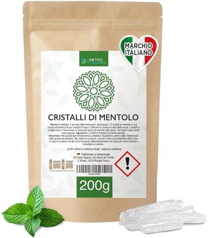 Detox Organica Cristalli di Mentolo Sauna 200 g - Menta pura al 100%