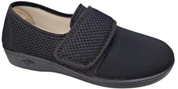 Hergos Scarpe H069, Adatte a Riabilitazione, degenze, Comfort, Elasticizzate e Antiscivolo (Nero, Sistema Taglie Calzature EU, Adulto, Numero, Media, 40)