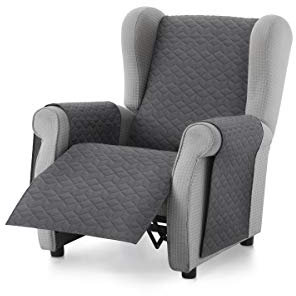 Textilhome Funda Sofá Circus - 1 Plaza - Cubre Sillón Relax Reclinable y Orejero Reversible | Protector Acolchado, Lavable y Resistente contra Manchas, Arañazos y Desgaste – Color Gris